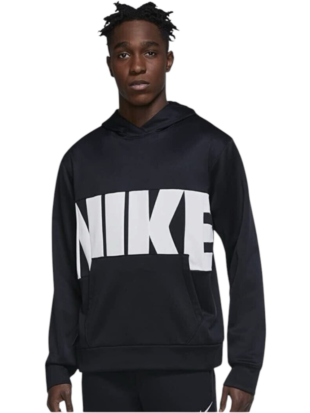 NIKE Men’s Therma Fit Starting 5 Hoodie in Black with Bold White Logo Size Large - Picture 1 of 12